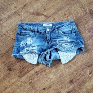 Ymi distressed jean shorts